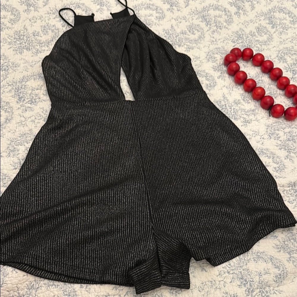 Lush Black Shimmer Playsuit